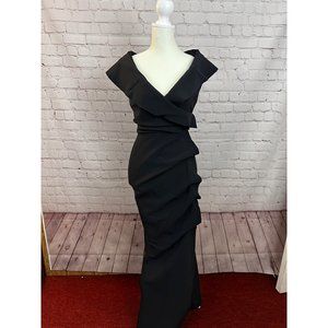 CHIARA BONI LA PETITE ROBE Cocoon Collar Trumpet Gown In Black Size 0
